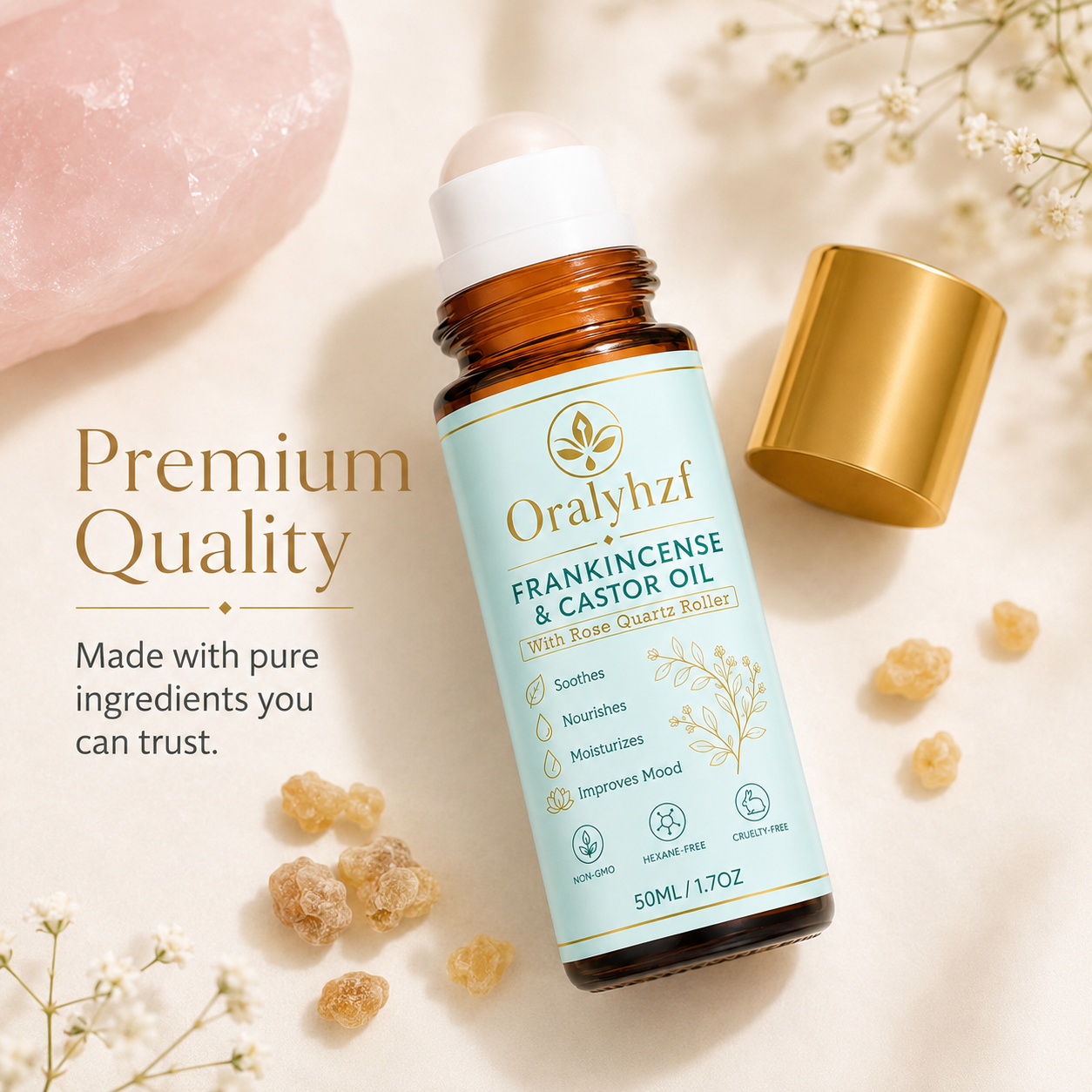 Oralyhzf Organic Castor Oil Roll-On with Frankincense