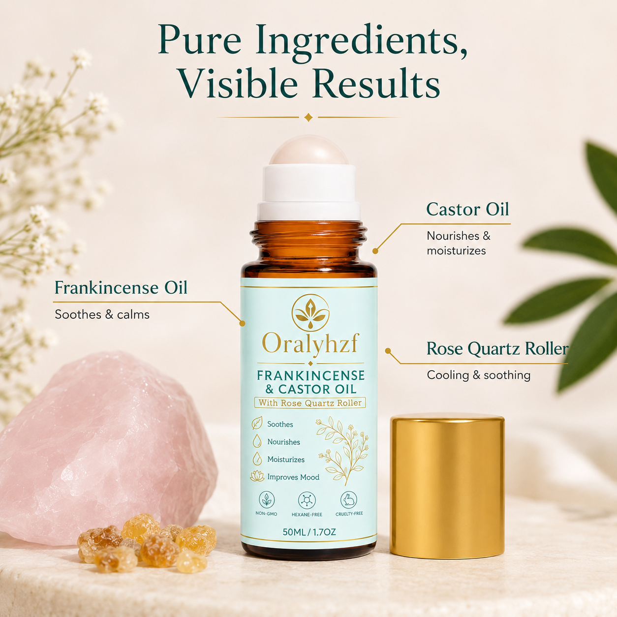 Oralyhzf Organic Castor Oil Roll-On with Frankincense